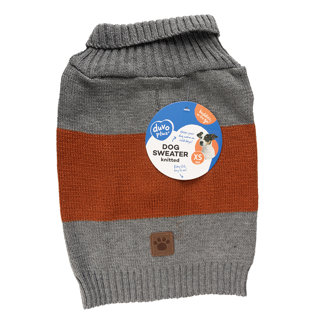 Dog sweater cozy grey/orange - Verpakkingsbeeld