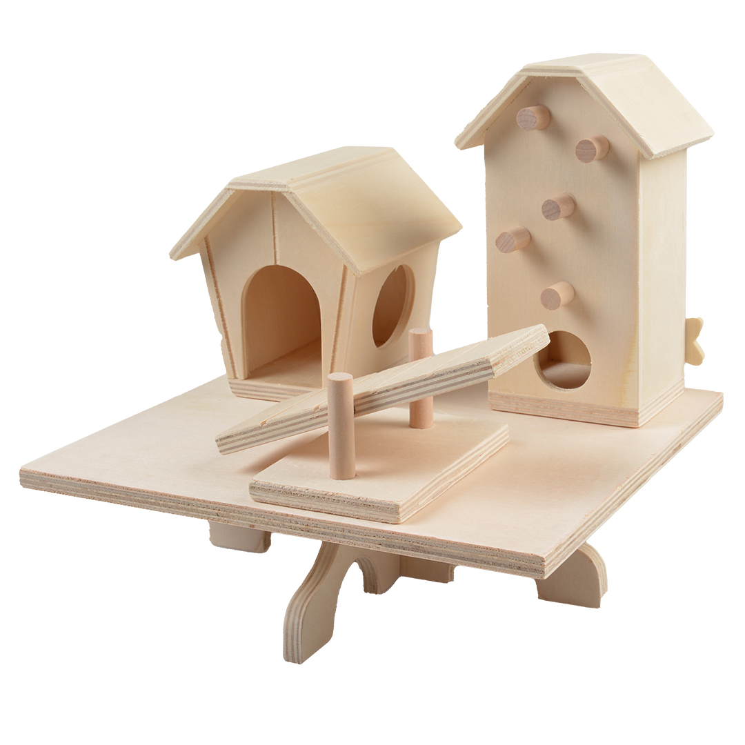Wooden playground with houses brown - Product shot