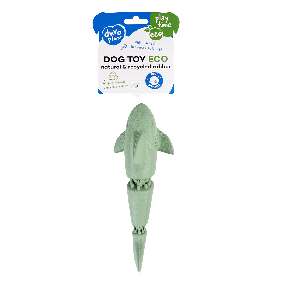 Eco rubber shark snack dispenser green - Verpakkingsbeeld