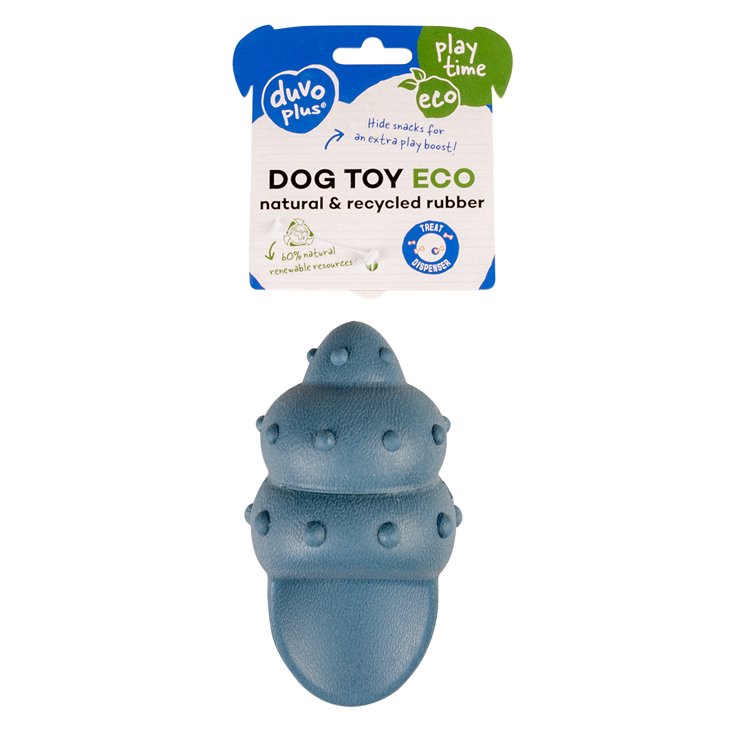 Eco rubber seashell snack dispenser blue - Verpakkingsbeeld