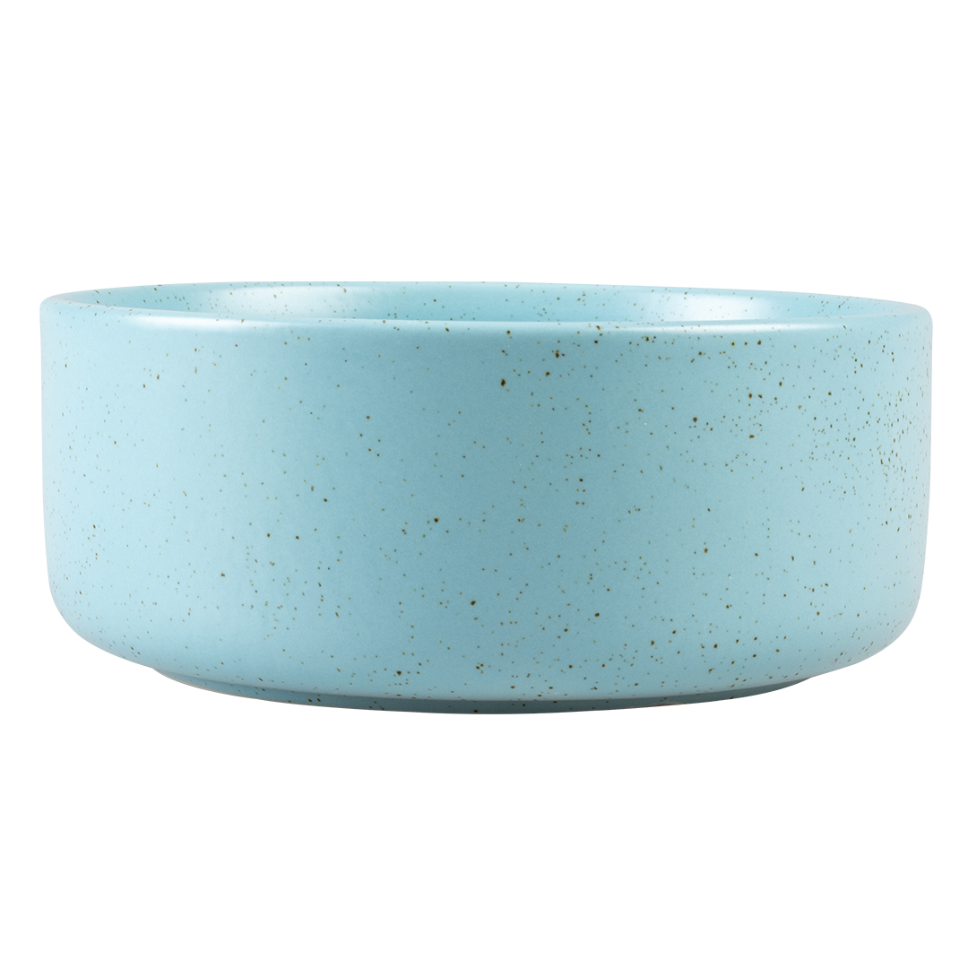 Feeding bowl stone speckle turquoise - Facing