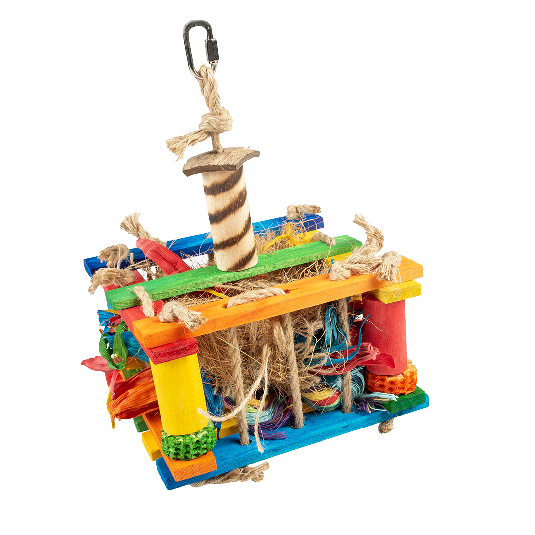 Wooden play box with sisal, coconut multicolour - Product shot