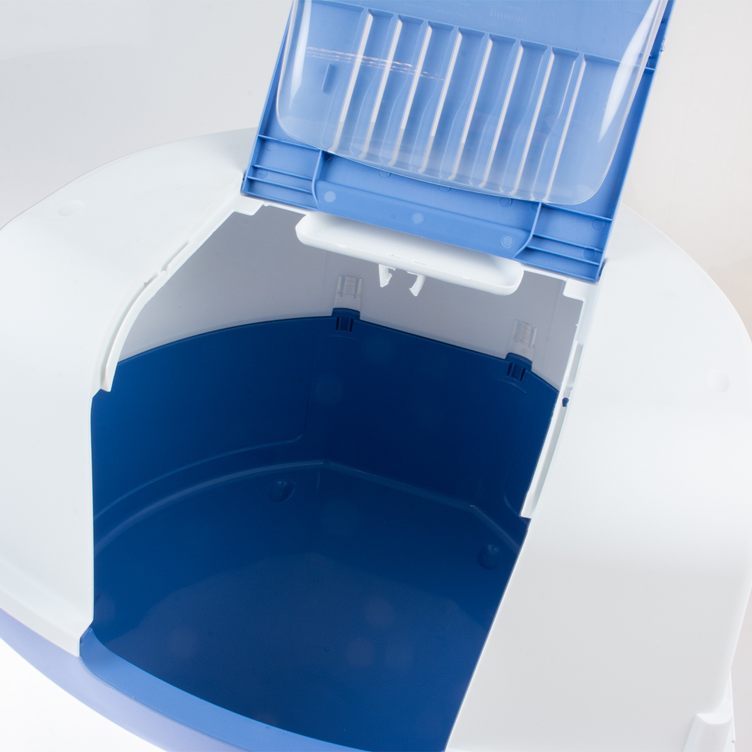 Cat toilet ariel corner with filter & scoop light blue/white - Detail 1