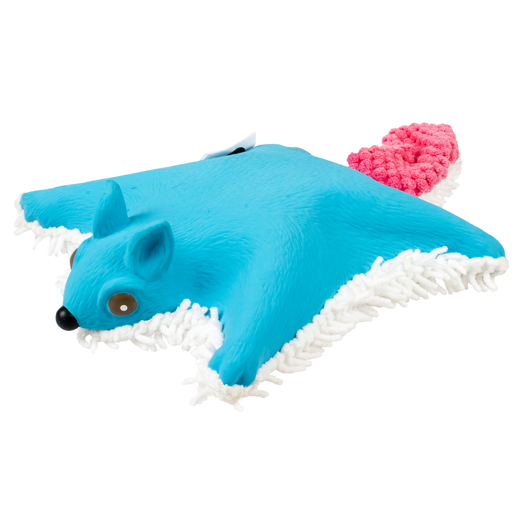 Pluche & latex vliegende eekhoorn blauw/roze - Product shot