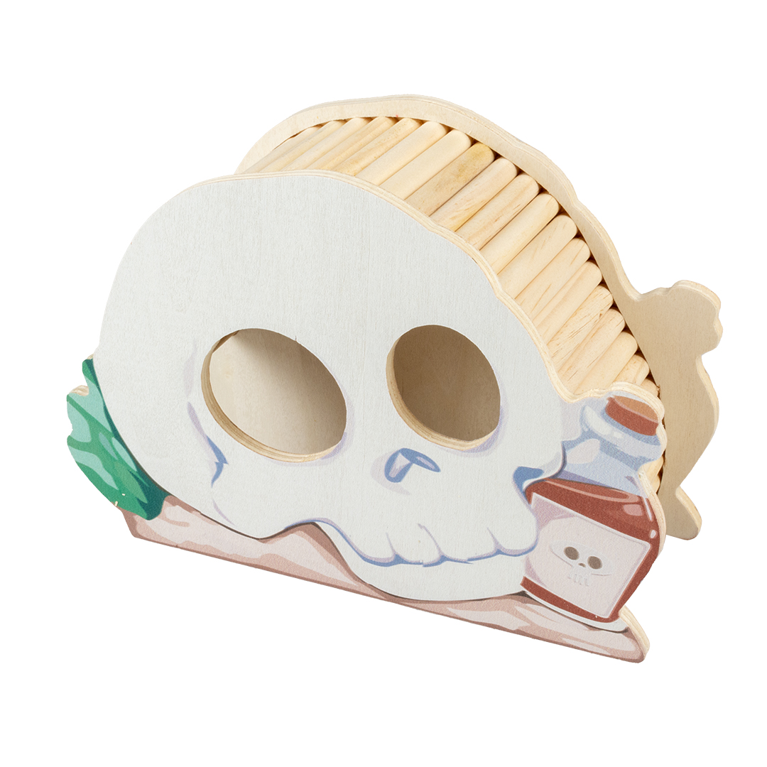 Knaagdieren houten speelhuis schedel meerkleurig - Product shot