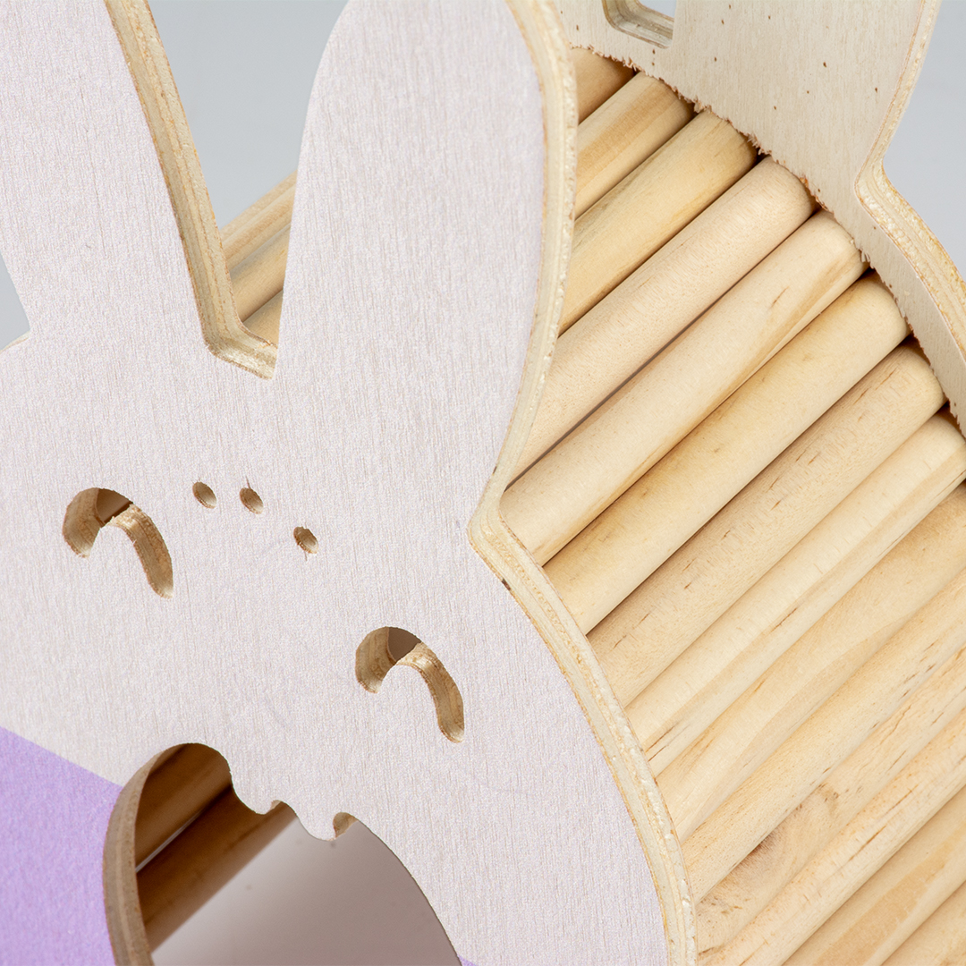 Knaagdieren houten speelhuis konijn meerkleurig - Detail 1