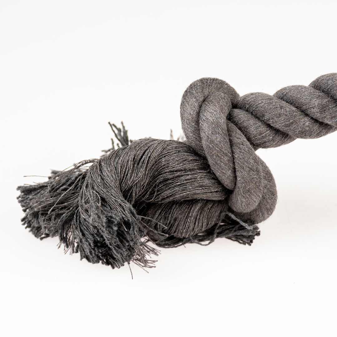 Eco rope 3 knots & 11 cm rubber ball black - Detail 1