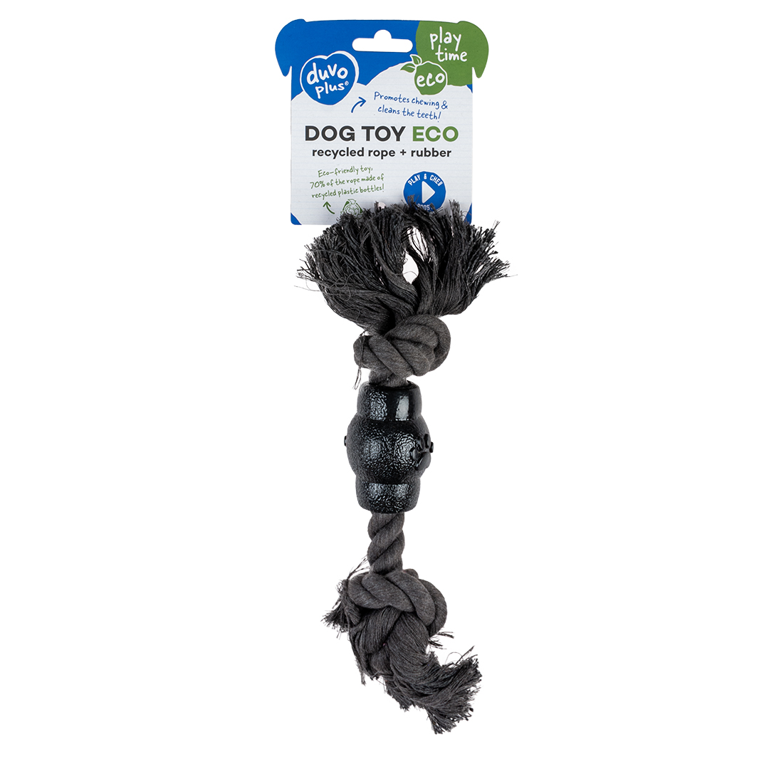 Eco touw 2 knopen & rubber kegel zwart - Verpakkingsbeeld
