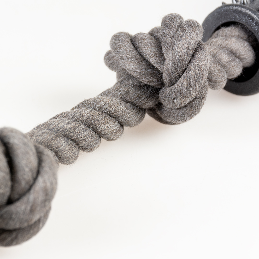 Eco corde 3 nœuds & cylindre en caoutchouc noir - Detail 2