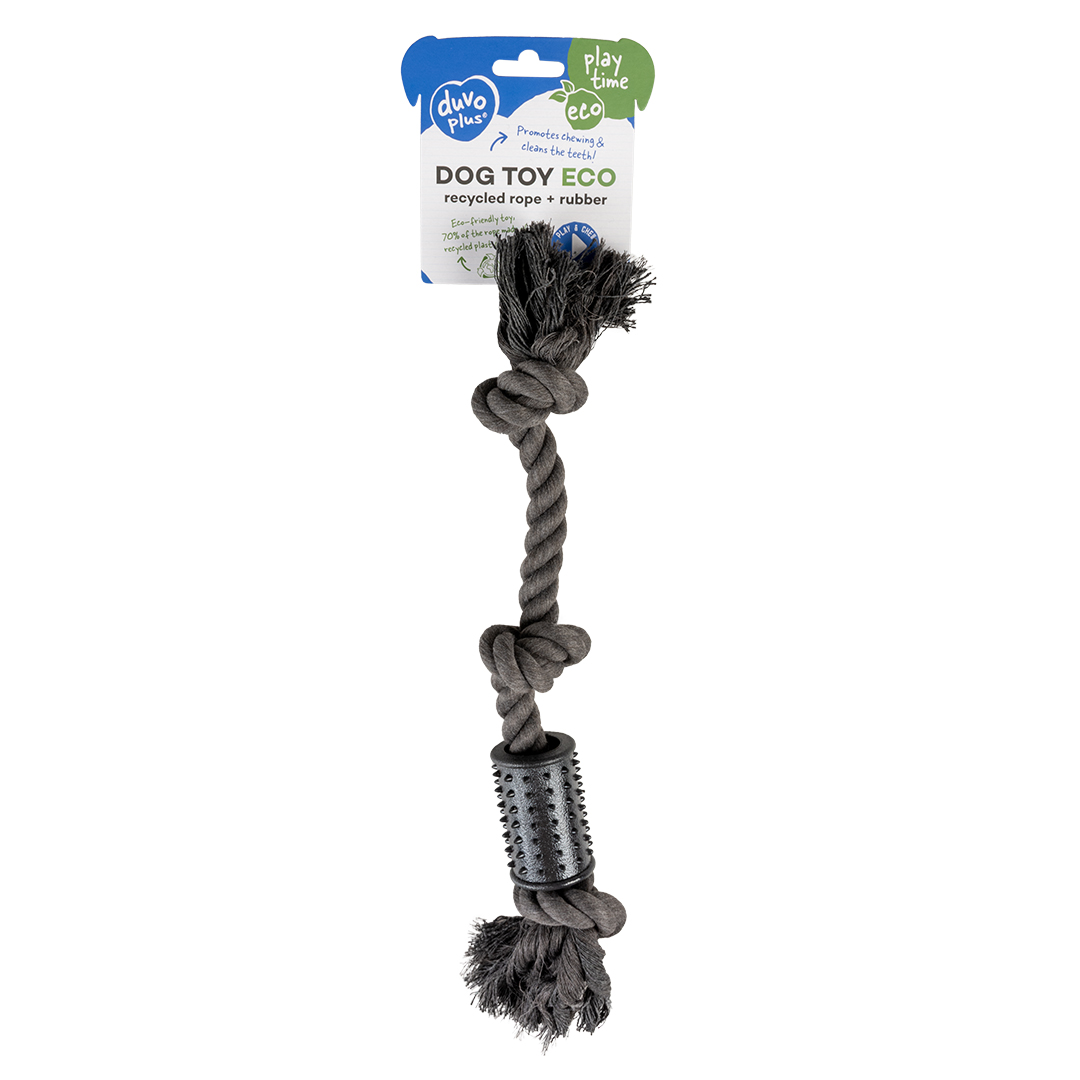 Eco touw 3 knopen & rubber spike cilinder zwart - Verpakkingsbeeld
