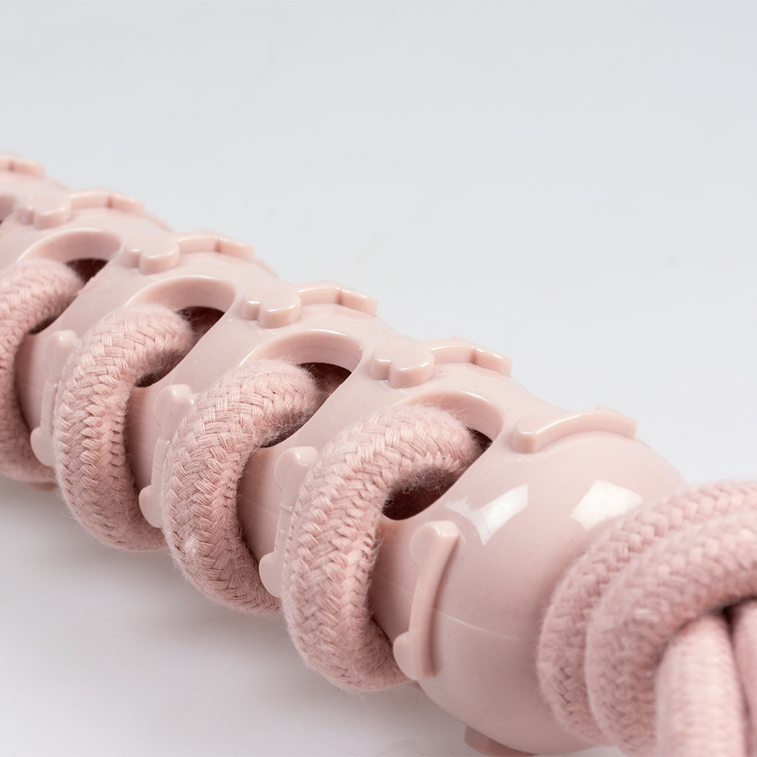 Touw stick met rubber & lus roze - Detail 1