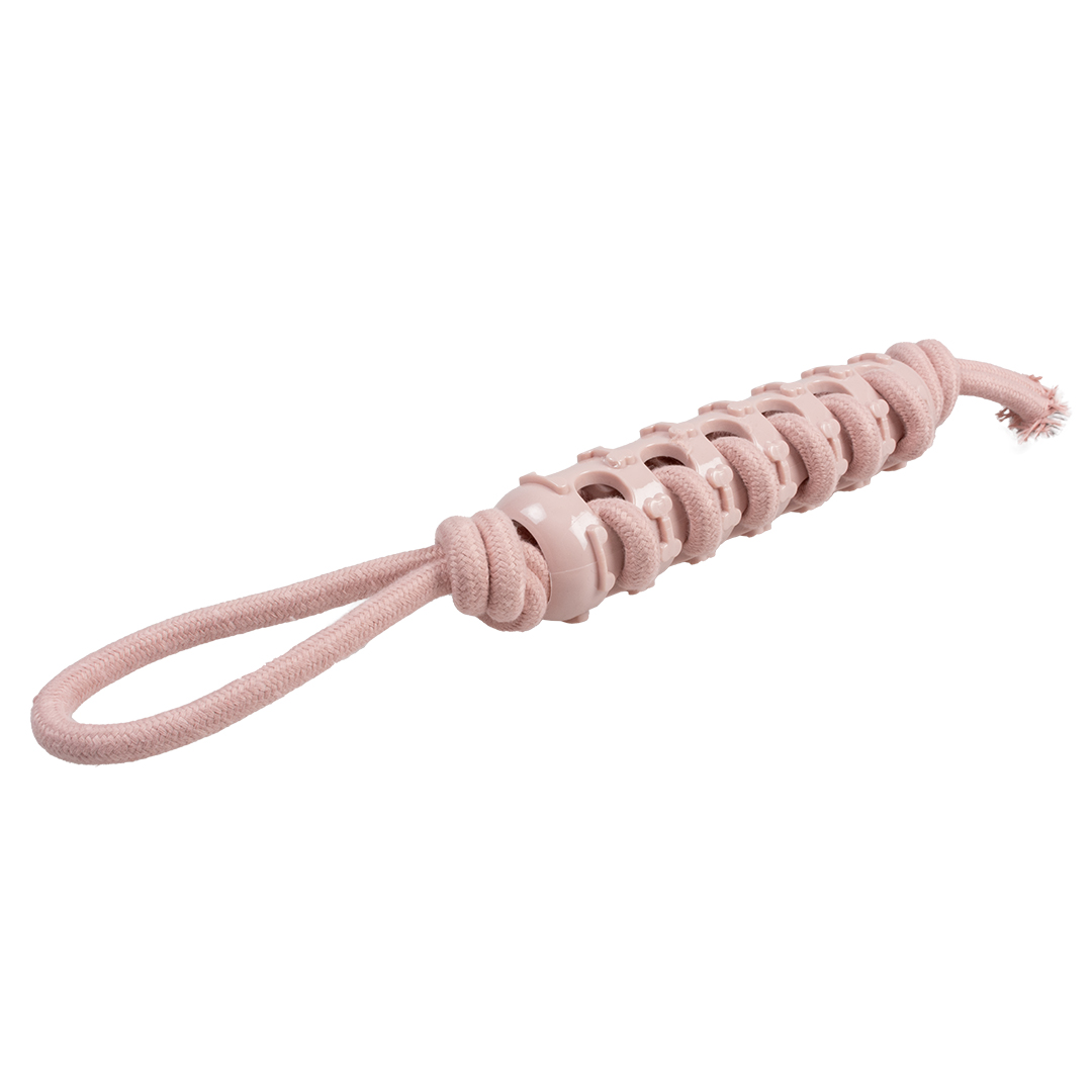 Touw stick met rubber & lus roze - Product shot