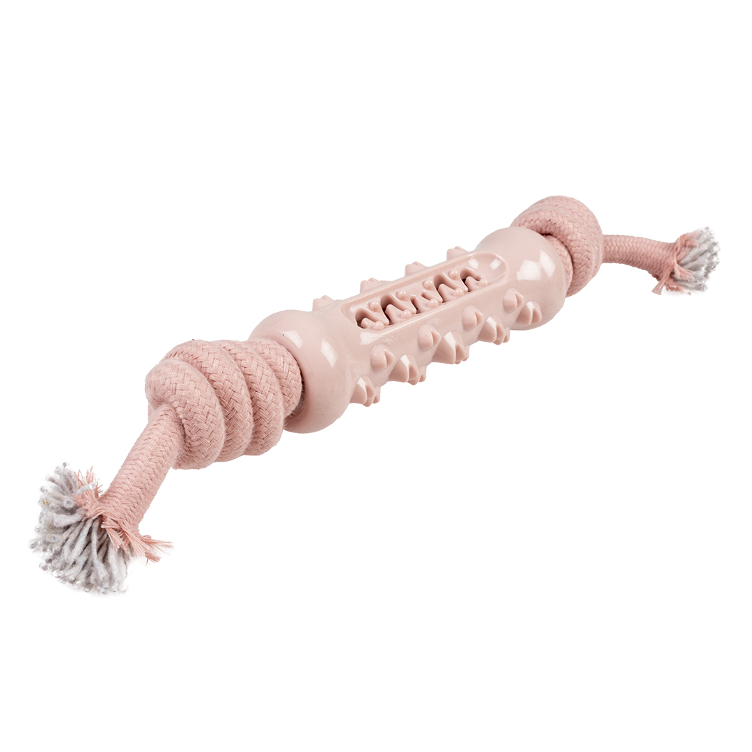 Touw stick met rubber reliëf roze - Product shot