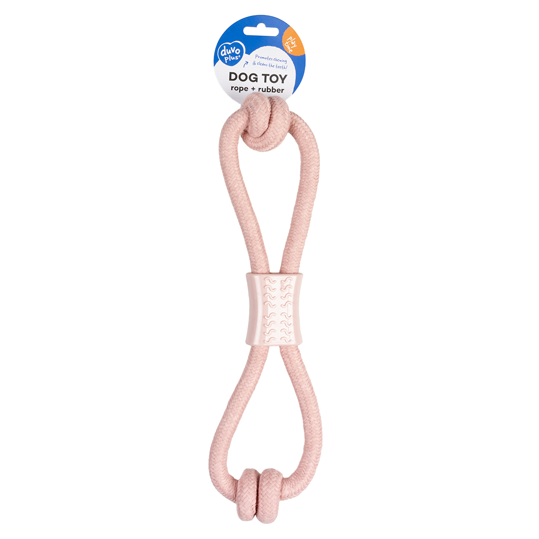 Rope 8 pull ring with knots & rubber pink - Verpakkingsbeeld