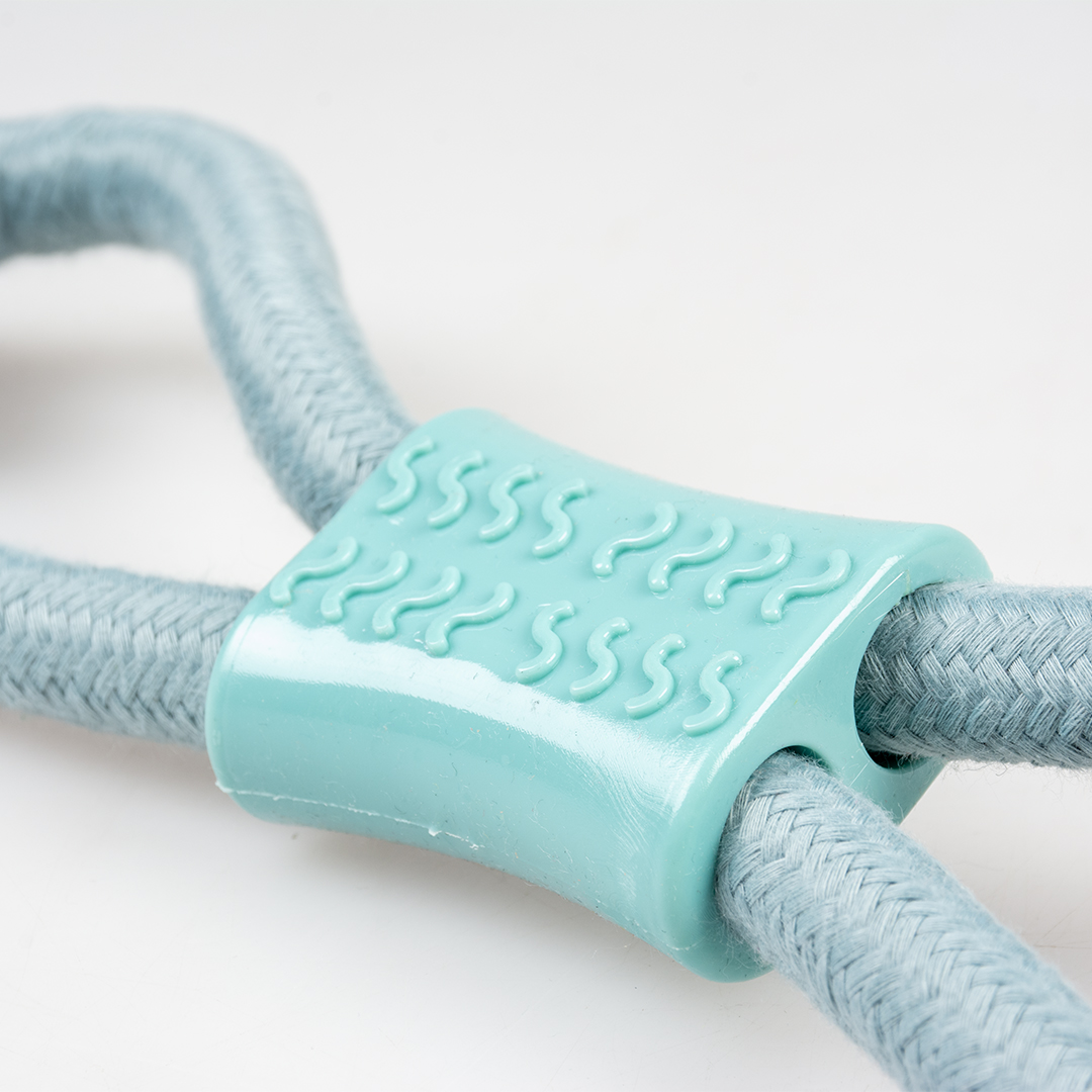 Rope 8 pull ring with knots & rubber blue - Detail 1