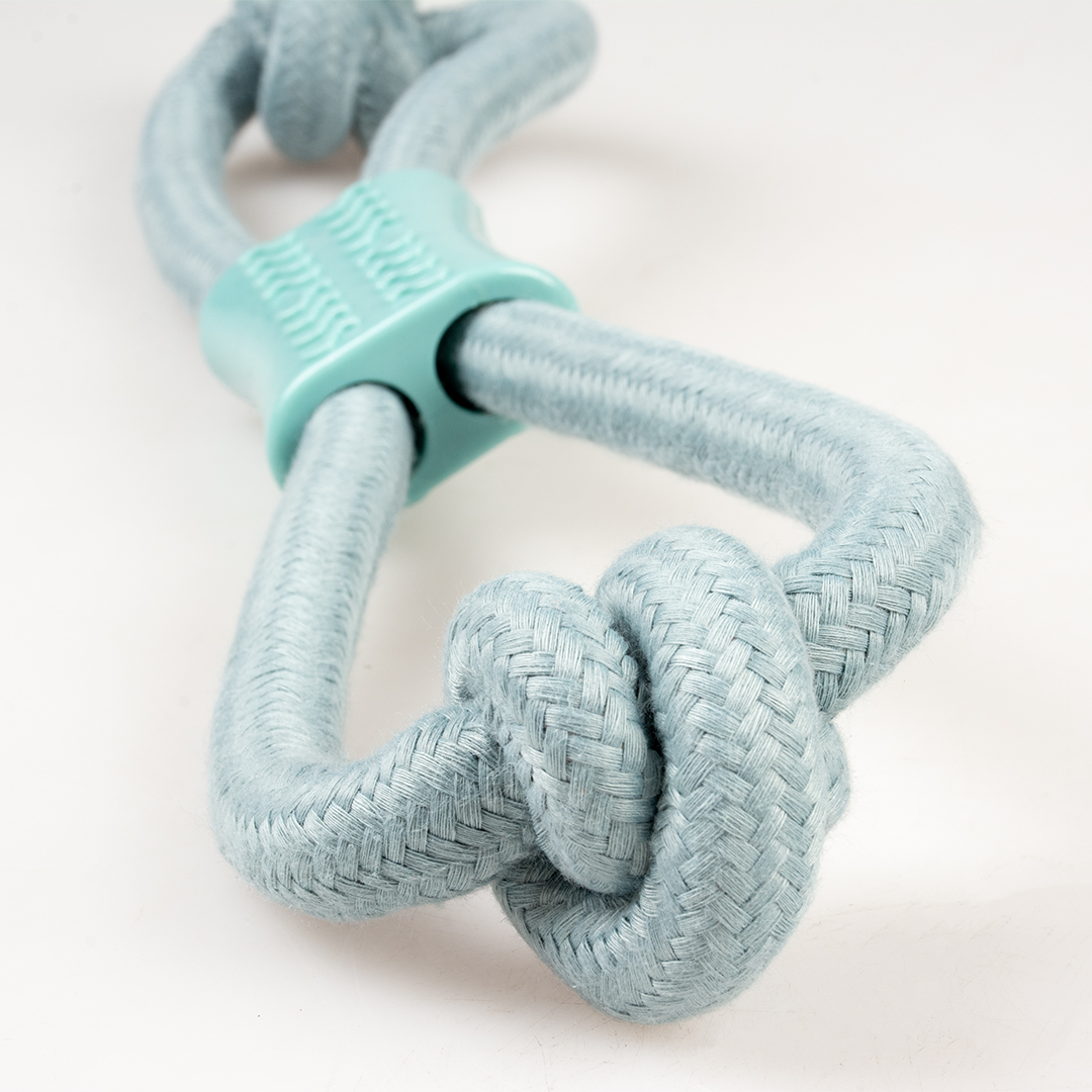 Rope 8 pull ring with knots & rubber blue - Detail 2