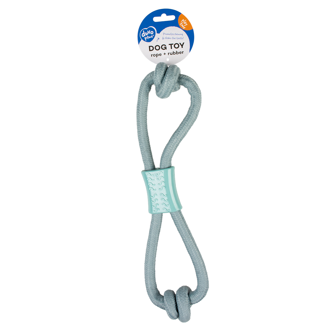 Rope 8 pull ring with knots & rubber blue - Verpakkingsbeeld