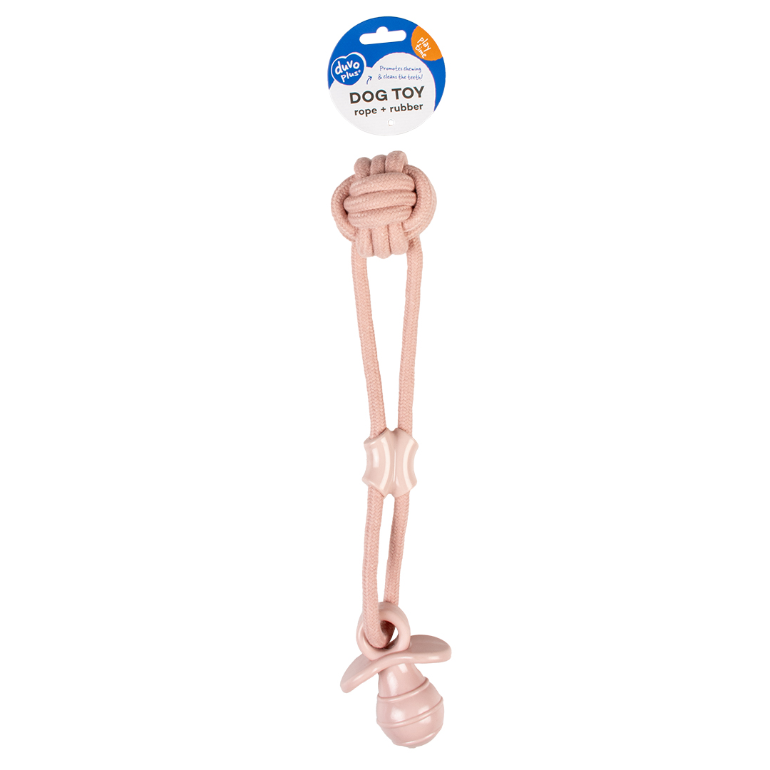 Rope 8 pull ring with ball & rubber pacifier pink - Verpakkingsbeeld