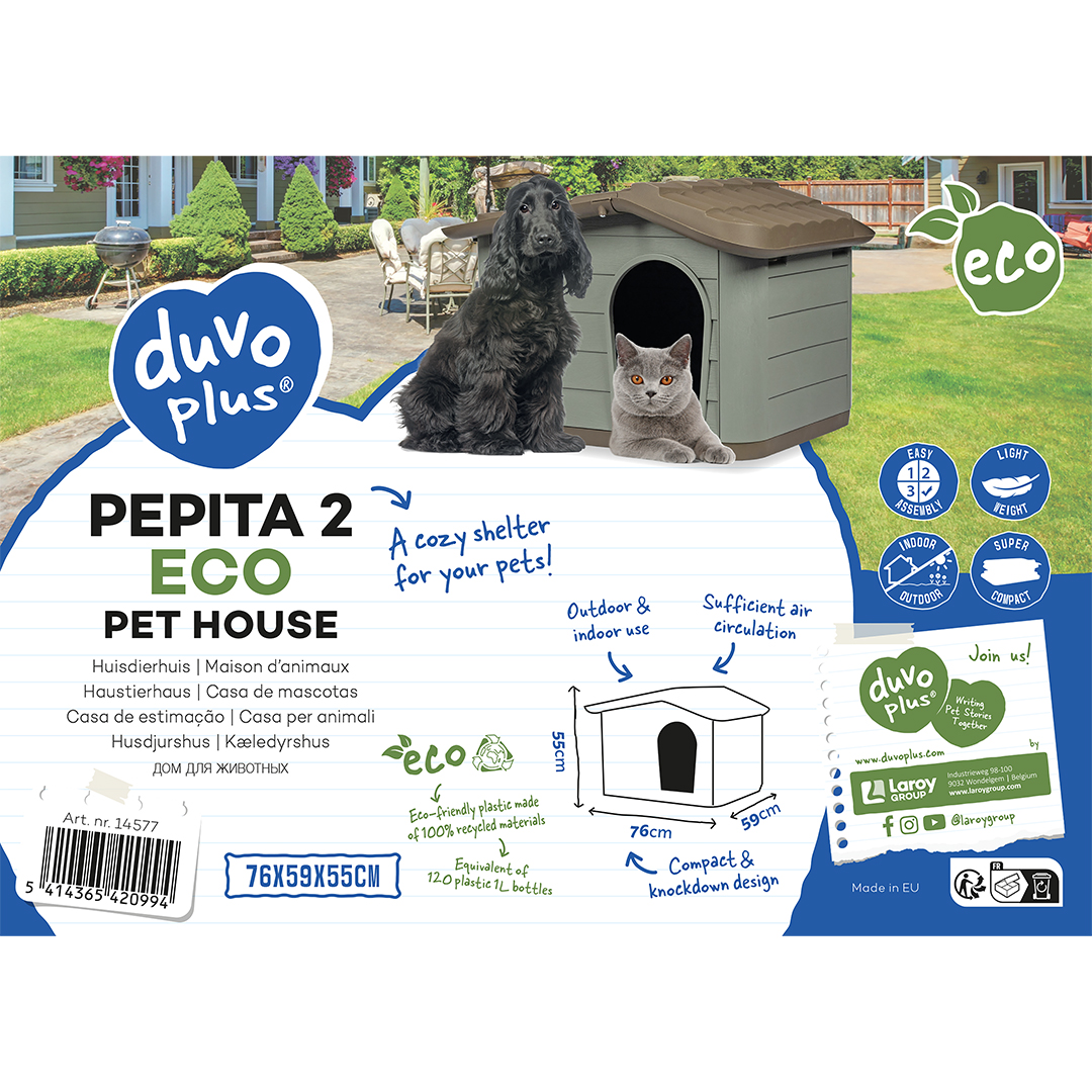 Pepita 2 eco huisdierhuis bruin/groen - Verpakkingsbeeld