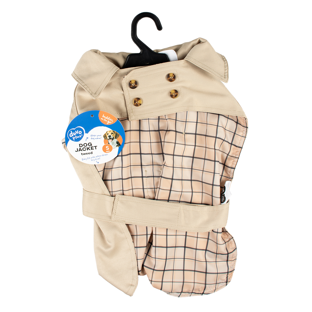 Hund mantel trenchcoat beige - Facing