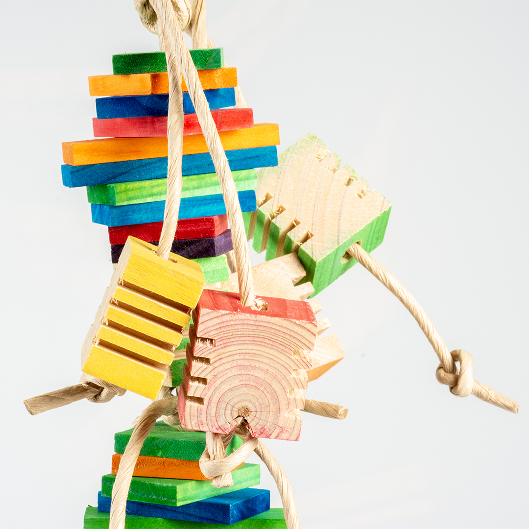 Groovy cluster en bois avec corde en papier multicolore - Detail 1