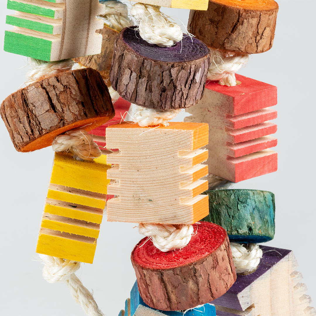 Groovy duo pendentif en bois avec sisal multicolore - Detail 1