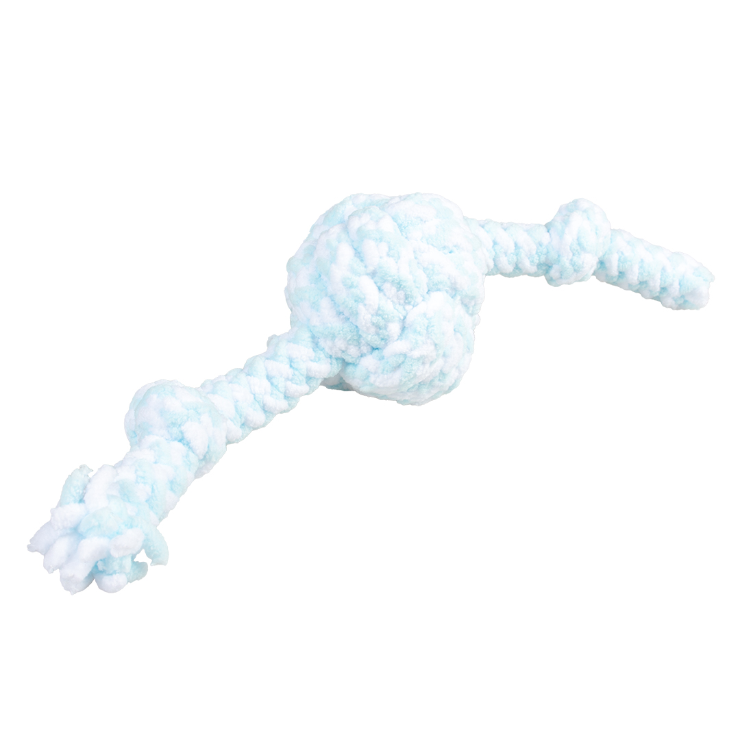 Puppy soft touwbal met 2 knopen blauw/wit - Product shot