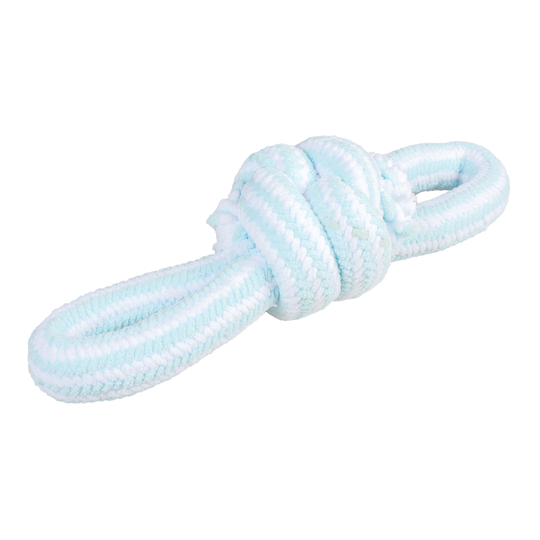 Puppy soft touw met 2 lussen blauw/wit - Product shot