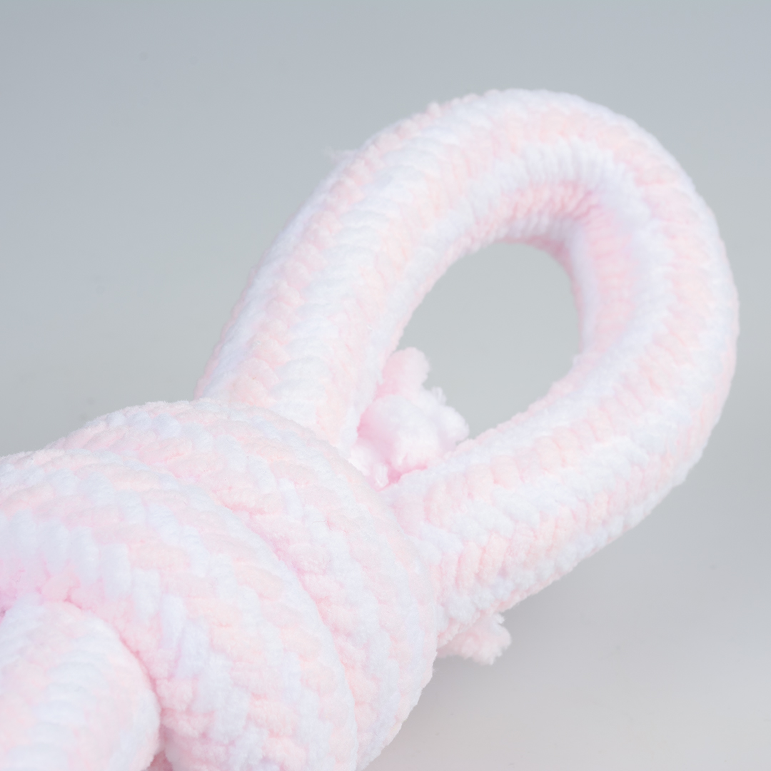 Puppy soft touw met 2 lussen roze/wit - Detail 1