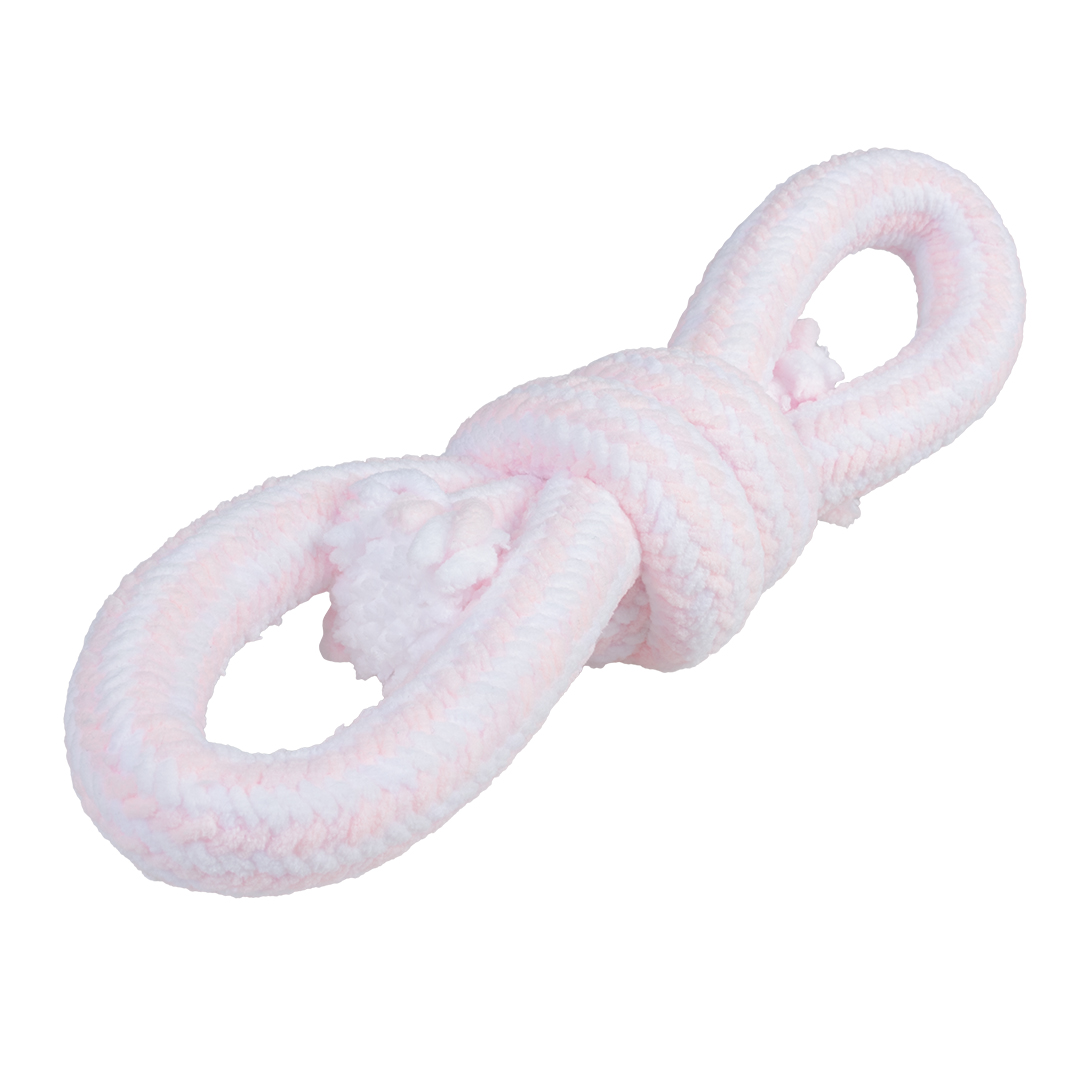 Puppy soft touw met 2 lussen roze/wit - Product shot