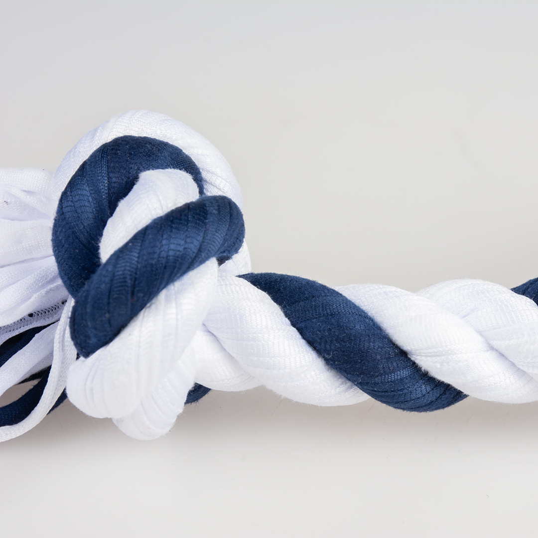 Sweater touw met 2 knopen blauw/wit - Detail 1