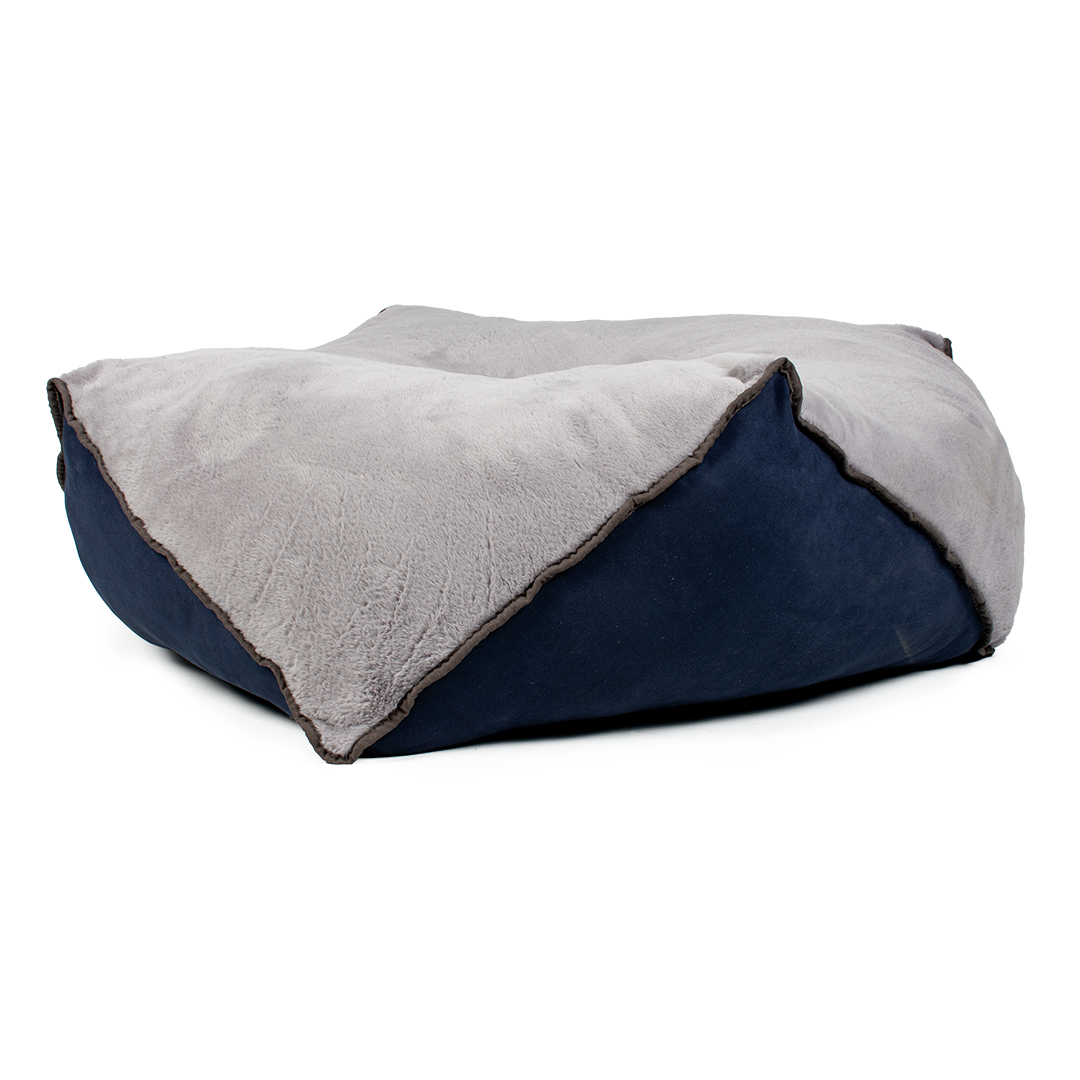 Pouf round duotex eco blue/grey - Facing