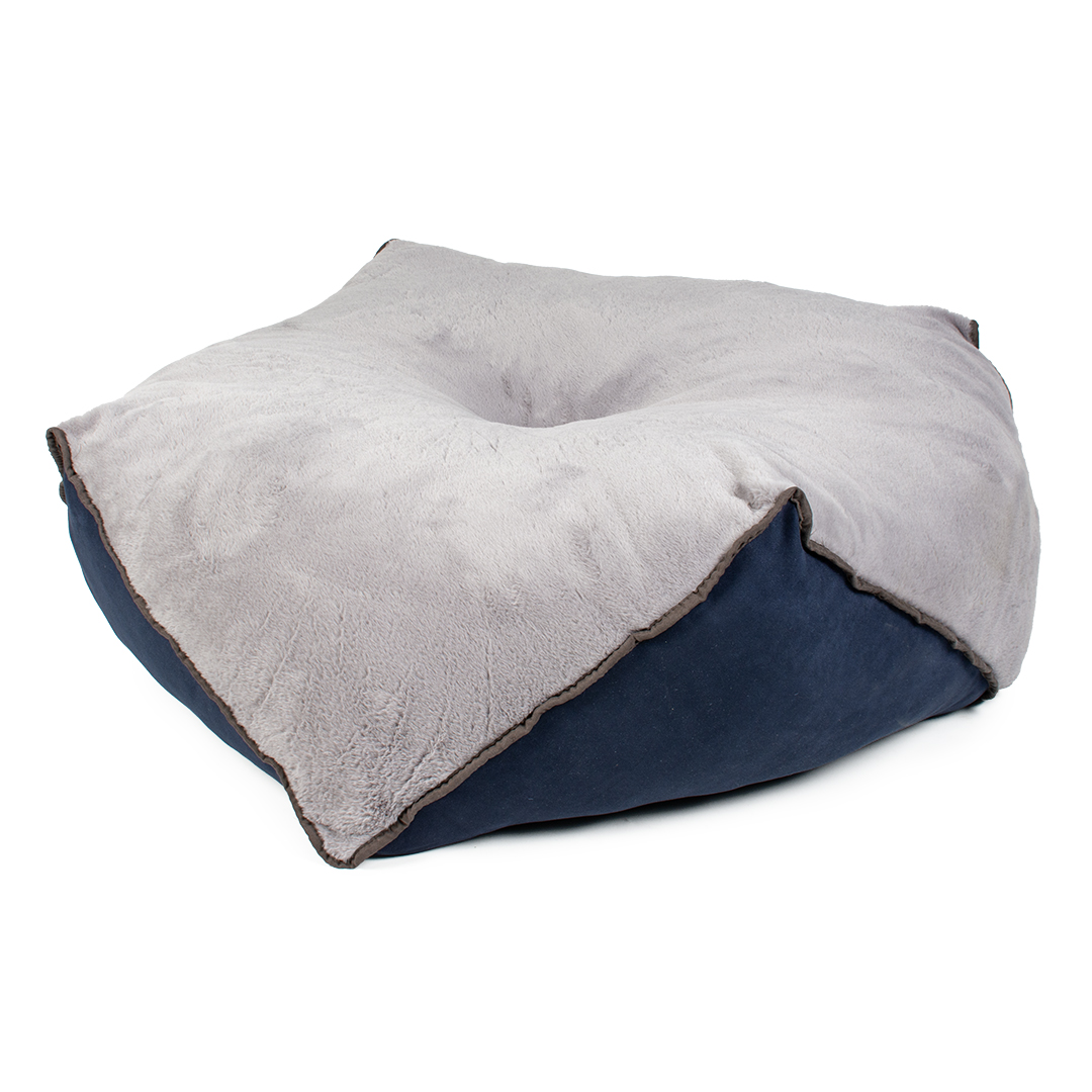 Pouf round duotex eco blue/grey - Product shot
