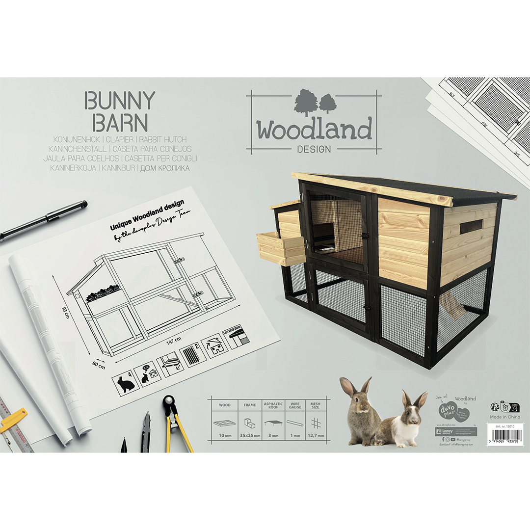 Woodland design konijnenhok Bunny Barn houtkleurig - Verpakkingsbeeld