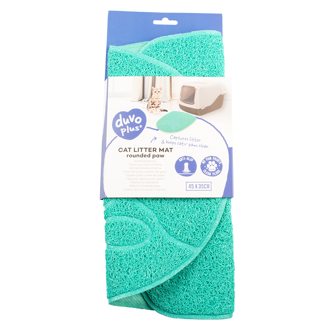 Cat litter mat rounded paw petrol - Facing