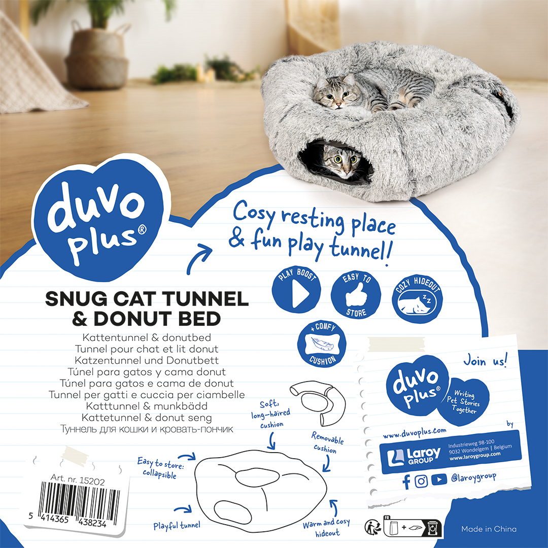Snug cat tunnel & donut bed light grey - Verpakkingsbeeld