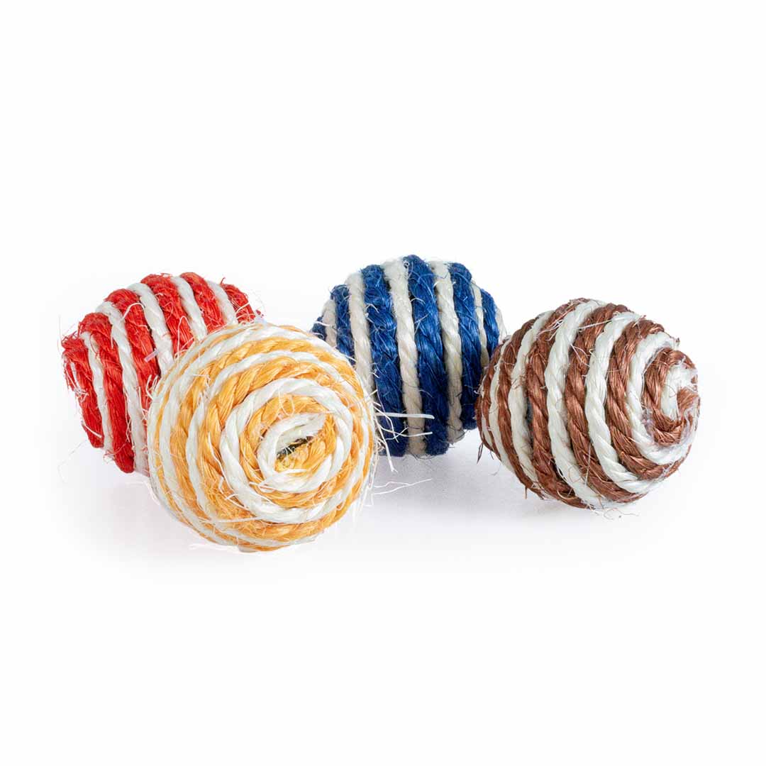 Striped sisal balls with sound mixed colors - Product shot