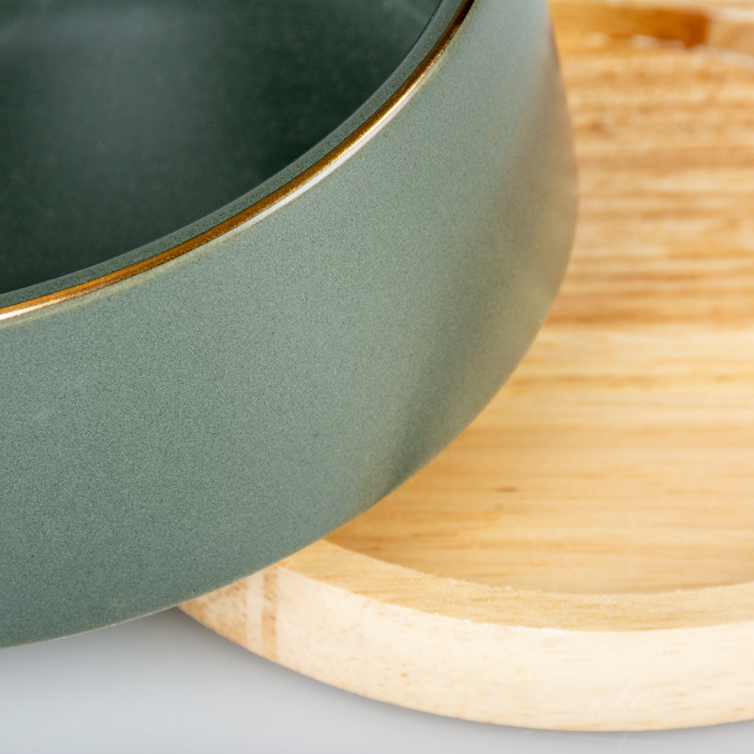 Feeding bowl stone timber dark green - Detail 3