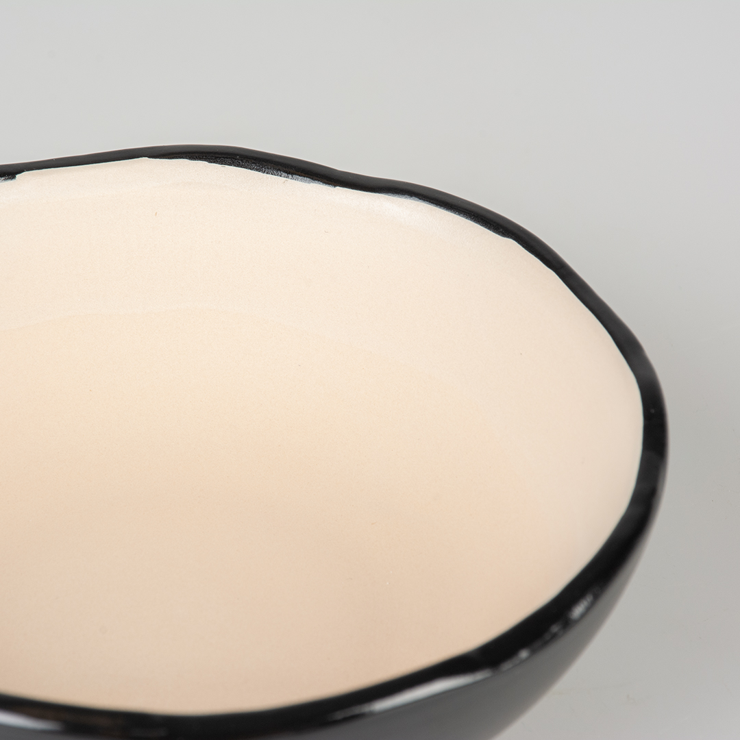 Feeding bowl stone organic black/white - Detail 1