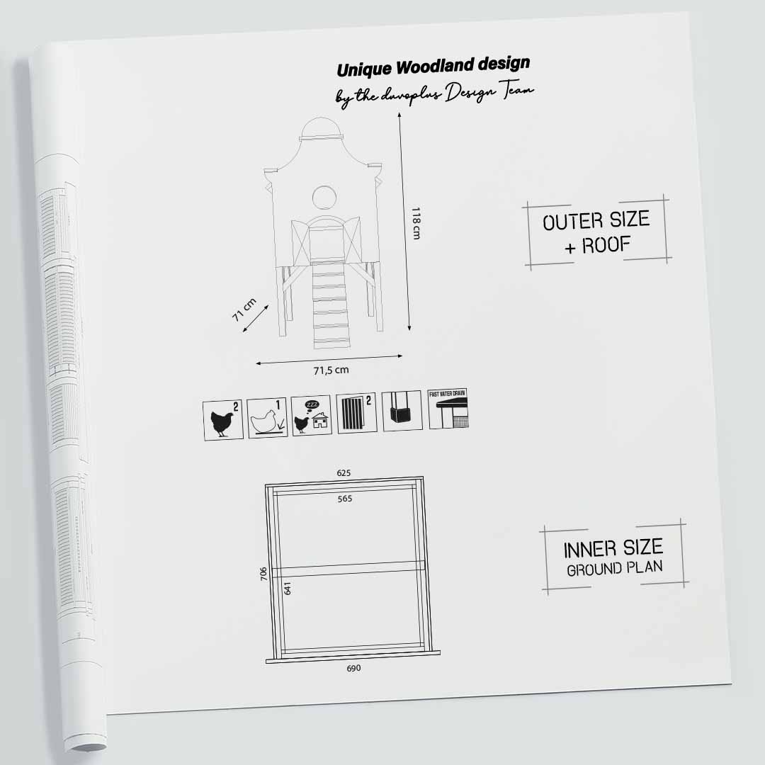Woodland Design kippenhok Dutch House Meerkleurig - Technische tekening