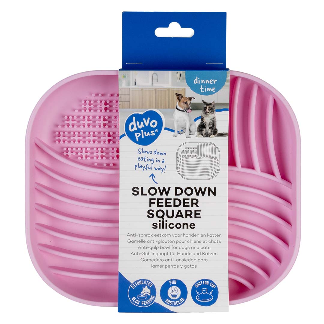 Anti-schrok eetkom vierkant Roze - Facing