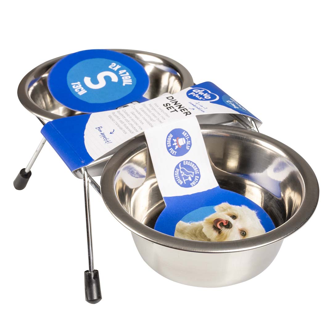 Dinner set draadstaander + kommen Zilver - Verpakkingsbeeld