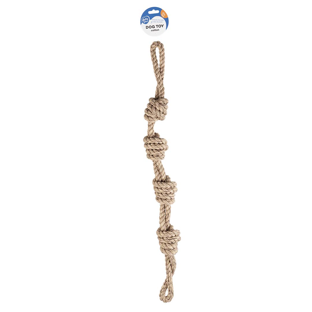 Flossy double rope with 4 knots Brown - Laroy Group