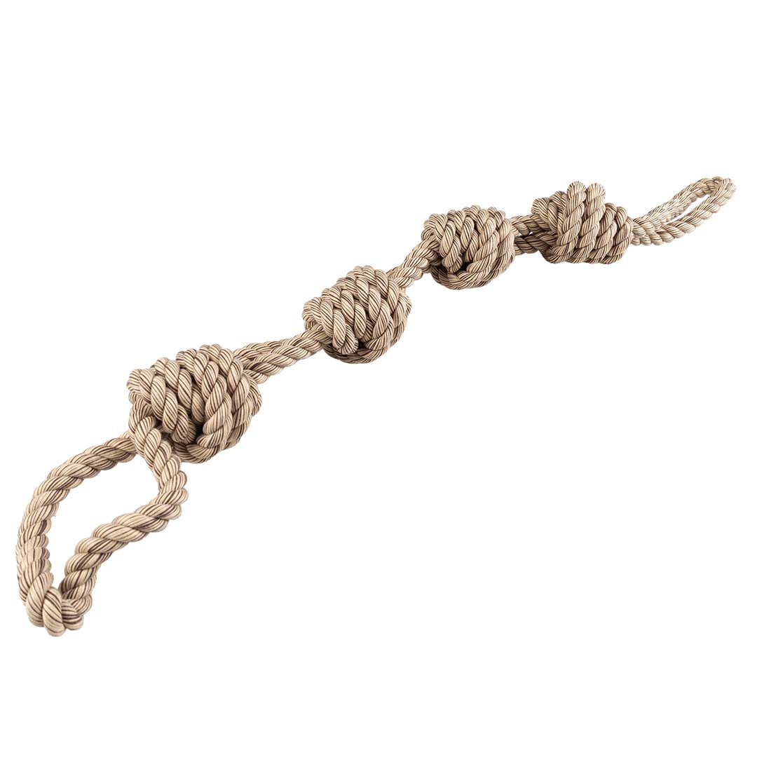 Flossy double rope with 4 knots Brown - Laroy Group