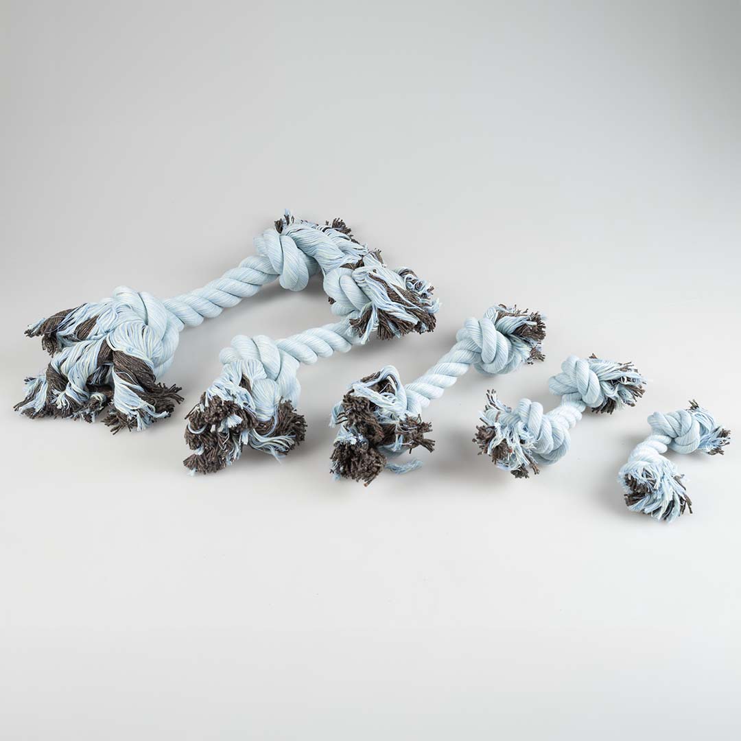 Flossy touw met 2 knopen Blauw - Detail 3