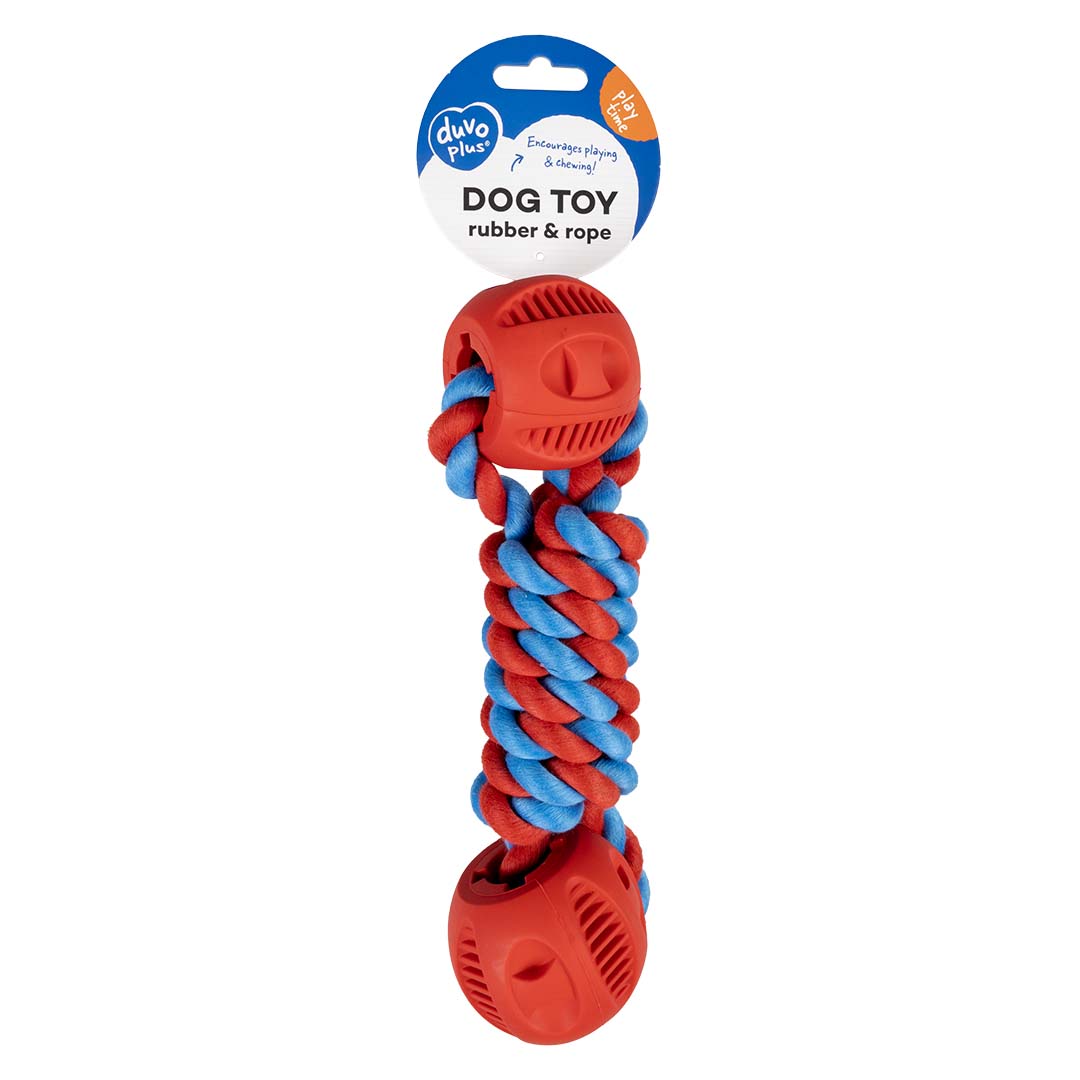 Rubrop haltertouw met 2 ballen Rood - Verpakkingsbeeld