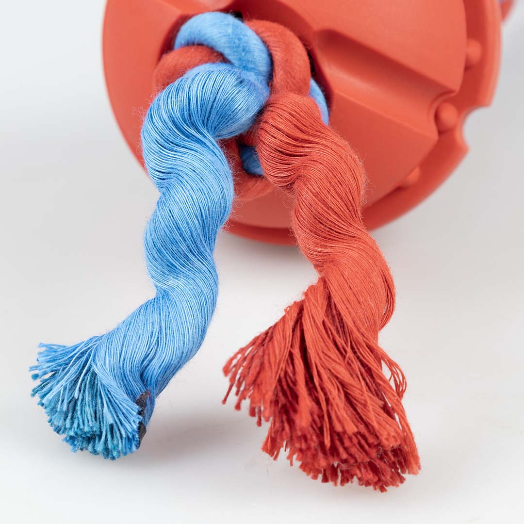 Rubrop tuggertouw met bal Rood - Detail 3