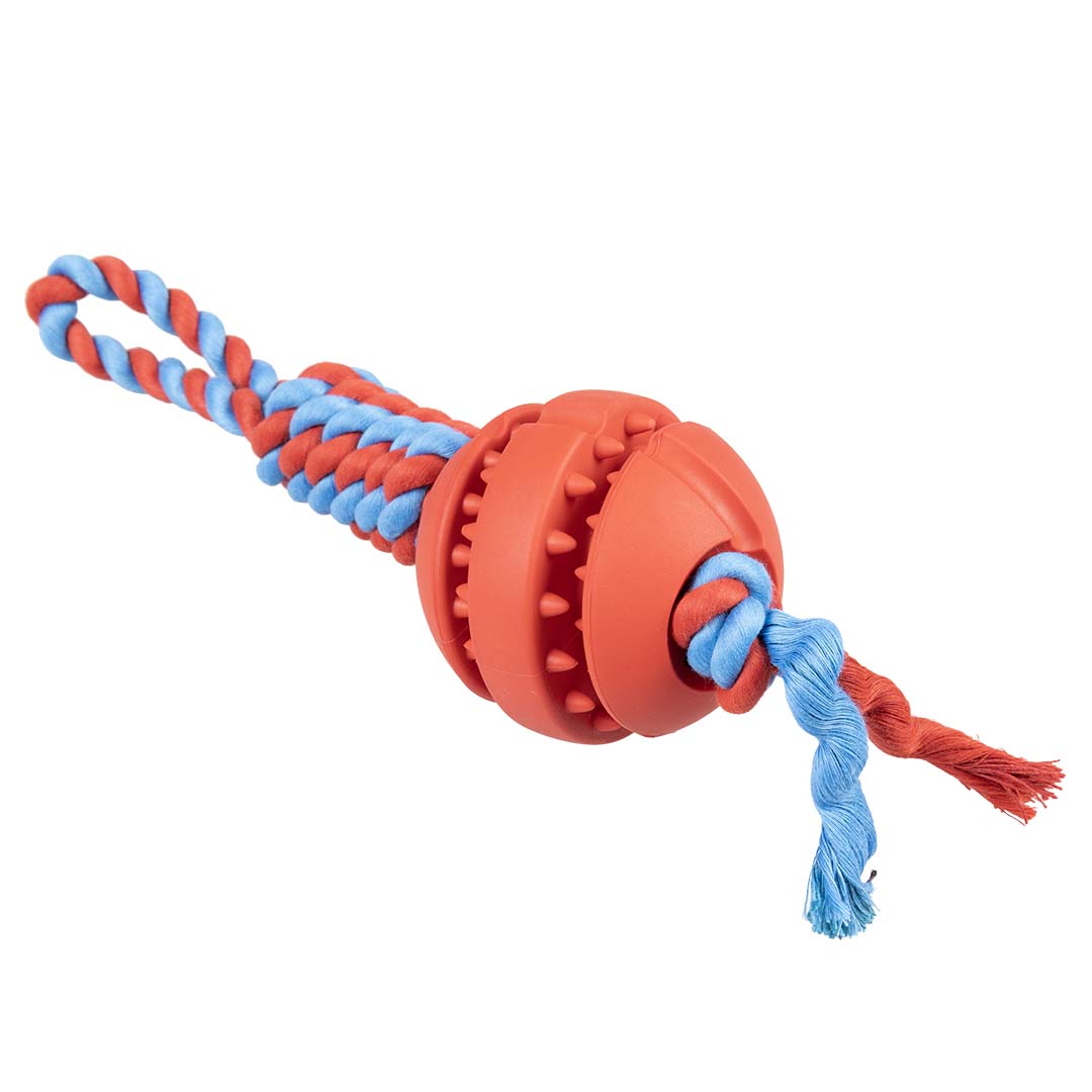Rubrop tuggertouw met bal Rood - Product shot