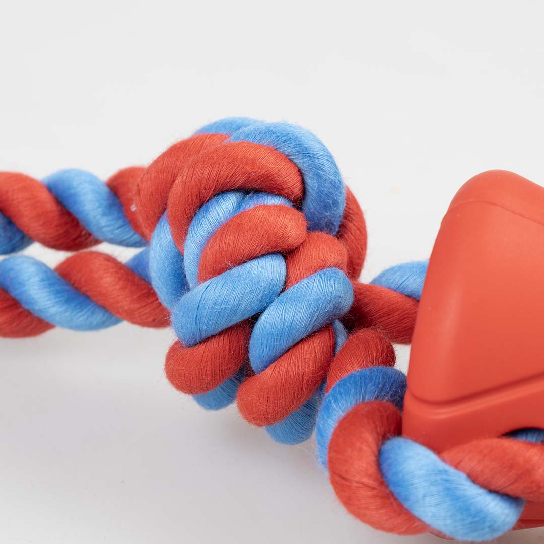 Rubrop tuggertouw met halter Rood - Detail 2