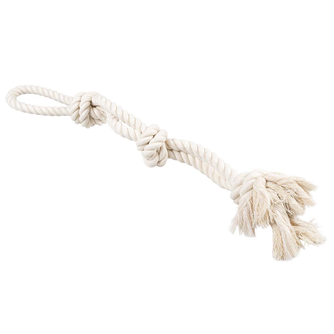 ECO Cotton touw met 3 knopen & lus Wit - Product shot